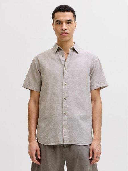 Jack & Jones Koszula Summer 12289160 Beżowy Regular Fit. Brązowe koszule męskie Jack & Jones, m, bez wzorów, z bawełny, bez kołnierzyka, bez ramiączek. Za 110.99 zł.
