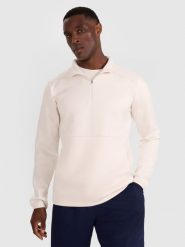 4F Bluza treningowa regular szybkoschnąca męska - biała S. Białe bluzy męskie 4f, m, bez wzorów, z dzianiny, bez kaptura, do biegania. Za 229.99 zł.
