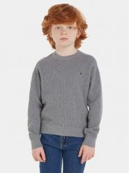 Tommy Hilfiger Sweter Essential KB0KB08504 Szary Regular Fit. Szare swetry dla chłopców Tommy Hilfiger, bez wzorów, z bawełny, bez kołnierzyka, bez kaptura. Za 299.99 zł.