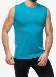 Koszulka do biegania męska La Sportiva Tracer Tank. Zielone koszulki sportowe męskie La Sportiva, m, bez wzorów, z materiału, bez kołnierzyka, bez ramiączek, do biegania. Za 198.60 zł.
