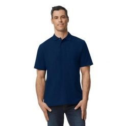 Męska Koszulka Polo Softstyle Pique. Niebieskie koszulki polo męskie Gildan, m, bez wzorów, bez ramiączek. Za 63.99 zł.