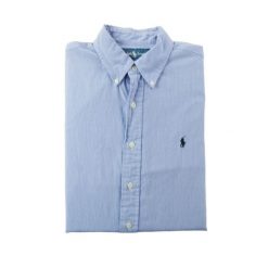 Second life - Klasyczna koszula męska Custom Fit - Jak nowy. Niebieskie koszule męskie Ralph Lauren, m, bez wzorów, z materiału, casualowe, bez kołnierzyka, bez ramiączek. Za 207.36 zł.