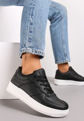 Czarno-Białe Sneakersy Sznurowane na Grubej Podeszwie Taleith. Czarne obuwie sportowe damskie Renee, bez wzorów, z jeansu, na fitness i siłownię. Za 64.99 zł.