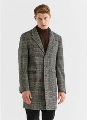 PAKO LORENTE – Brązowy płaszcz męski w kratę. Brązowe kurtki męskie Pako Lorente, na zimę, m, bez wzorów, z poliesteru, bez kaptura. Za 499.99 zł.
