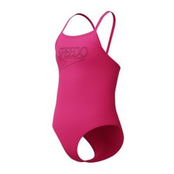 Strój kąpielowy damski Speedo End+ Logo Thin Strap. Czerwone kostiumy jednoczęściowe damskie Speedo, l, bez wzorów, biznesowe, na fitness i siłownię. Za 135.99 zł.