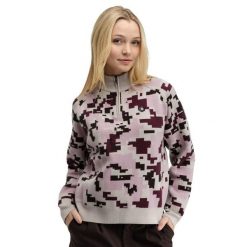 Damski sweter golfowy Siroko Fade-W Pink. Czerwone swetry damskie SIROKO, bez wzorów, z materiału, sportowe, bez kołnierzyka, bez ramiączek, krótkie, bez kaptura. Za 297.00 zł.