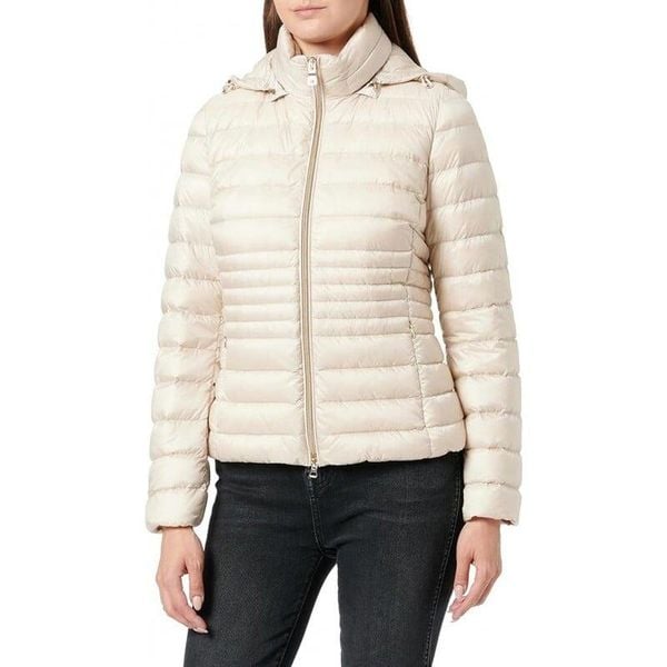 Kurtka GEOX W4625B Beżowy. Brązowe kurtki damskie Geox, bez wzorów, z puchu, bez kaptura. Za 486.99 zł.