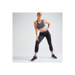 Legginsy 7/8 fitness kardio damskie 100 czarne. Czarne legginsy damskie DOMYOS, l, bez wzorów, z elastanu, na fitness i siłownię, climacool (adidas). Za 49.99 zł.