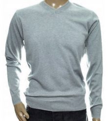 Sweter męski wełniany w szpic serek z wełny niegryzący XXL 2XL szary 1703. Szare bluzy męskie Selantino, m, bez wzorów, z wełny, bez kaptura. Za 151.28 zł.