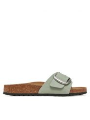 Birkenstock Klapki Madrid Big Buckle 1029293 Zielony. Zielone klapki damskie Birkenstock, bez wzorów, ze skóry, bez obcasa. Za 429.99 zł.