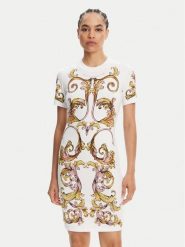 Versace Jeans Couture Sukienka codzienna 78HAO9P9 Biały Slim Fit. Białe sukienki damskie Versace Jeans Couture, na co dzień, xl, bez wzorów, z bawełny, bez kołnierzyka, bez ramiączek, proste. Za 979.99 zł.