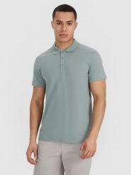 4F Koszulka polo regular męska - khaki XXL. Brązowe koszulki polo męskie 4f, m, bez wzorów, z bawełny, bez kołnierzyka, bez ramiączek. Za 99.99 zł.