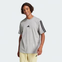Koszulka Essentials 3-Stripes Single. Czarne buty sportowe męskie Adidas, z bawełny, bez zapięcia, na fitness i siłownię. W wyprzedaży za 89.25 zł.