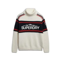 Damski sweter z golfem po nartach Superdry. Białe swetry damskie Superdry., na zimę, m, z aplikacjami, eleganckie, bez kołnierzyka, bez ramiączek, bez kaptura. Za 468.85 zł.