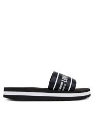 LOVE MOSCHINO Klapki JA28334G0MIX6000 Czarny. Czarne klapki damskie Love Moschino, bez wzorów, z materiału, bez obcasa. Za 539.99 zł.