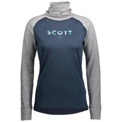 Longsleeve termoaktywny damski SCOTT Defend Merino High Neck. Niebieskie bluzy sportowe damskie Scott, bez wzorów, bez kaptura, snowboardowy. Za 419.99 zł.