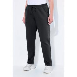 Damskie Spodnie dresowe miękki materiał wewnętrzny elastyczna gumka w pasie. Czarne spodnie dresowe damskie Ulla Popken, plus size, bez wzorów, z bawełny. Za 195.99 zł.