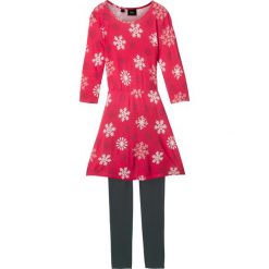 Sukienka dziewczęca z rękawami 3/4 + legginsy (2 części) bonprix czerwono-czarny. Legginsy dla dziewczynek marki bonprix. Za 44.99 zł.