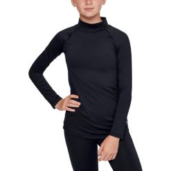 Koszulka dziewczęca Under Armour ColdGear LS Mock. Czarne bluzki dla dziewczynek Under Armour, bez wzorów, bez kołnierzyka, bez ramiączek. Za 59.99 zł.