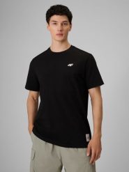4F T-shirt relaxed z nadrukiem męski - czarny S. Czarne t-shirty męskie 4f, m, bez wzorów, z bawełny, klasyczne, bez kołnierzyka. Za 79.99 zł.