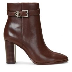Botki LAUREN RALPH LAUREN. Brązowe botki damskie Lauren Ralph Lauren, bez obcasa, na słupku, bez zapięcia. Za 1,019.00 zł.