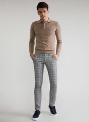 Spodnie męskie w kratę P22SF-WX-005-S-0. Szare spodnie materiałowe męskie Pako Lorente, l, bez wzorów, z elastanu, casualowe. Za 99.99 zł.