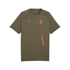 T-shirt treningowy Milan AC 2026/27. Zielone t-shirty męskie Puma, xs, bez wzorów, z materiału, eleganckie, bez kołnierzyka. Za 237.50 zł.