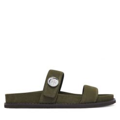 Klapki Tory Burch. Zielone klapki damskie Tory Burch, bez wzorów, bez obcasa. Za 1,644.00 zł.