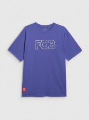 4F T-shirt loose z nadrukiem męski - fioletowy M. Fioletowe t-shirty męskie 4f, m, bez wzorów, z materiału, klasyczne, bez kołnierzyka. Za 79.99 zł.