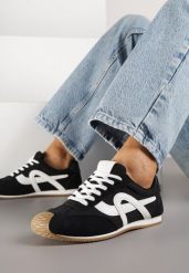 Czarne Sneakersy Ozdobione Geometrycznym Motywem Ardetia. Czarne obuwie sportowe damskie Born2be, bez wzorów, z jeansu. Za 89.99 zł.