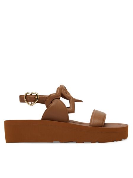 LOVE MOSCHINO Sandały JA16054I1MIA0201 Brązowy. Brązowe sandały damskie Love Moschino, bez wzorów, ze skóry, bez obcasa, na płaskiej podeszwie, bez zapięcia. Za 669.99 zł.