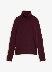 Sweter z golfem z miękkiej mieszanki kaszmiru wysokiej jakości Good Cashmere Standard®. Czerwone swetry damskie bonprix, bez wzorów, z kaszmiru, bez kołnierzyka, bez ramiączek, bez kaptura. Za 329.99 zł.