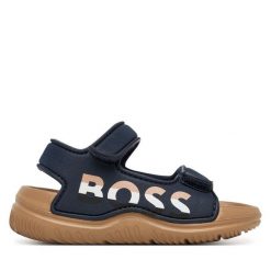 Sandały BOSS. Niebieskie sandały chłopięce Boss, bez zapięcia. Za 150.99 zł.