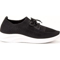 Ideal Shoes czarne Tekstylne Obuwie Sportowe. Czarne obuwie sportowe damskie IDEAL SHOES, bez wzorów, ze skóry, na jogę i pilates. W wyprzedaży za 69.00 zł.