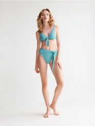 Dół bikini z wysokim stanem - morski. Zielone bikini damskie Reserved, l, bez wzorów. W wyprzedaży za 15.99 zł.