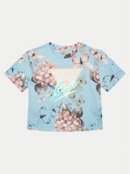 Guess T-Shirt J5RI05 K6YW4 Błękitny Boxy Fit. Niebieskie t-shirty i topy dla dziewczynek Guess, z aplikacjami, z bawełny, bez ramiączek. Za 79.99 zł.