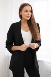 Komplet elegancki marynarki ze spodniami czarny. Czarne żakiety damskie Kesi Włoski, l, bez wzorów, z bawełny, eleganckie. Za 397.29 zł.