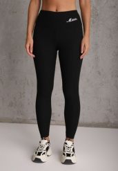 Czarne Prążkowane Legginsy High Waist z Haftowanym Napisem z Boku Eunedeia. Czarne legginsy damskie Renee, m, bez wzorów, z jeansu. Za 49.99 zł.