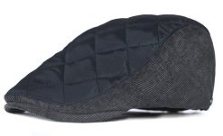 Jesienno Zimowy Kaszkiet Męski - Pikowanie - Pako Jeans - Granat i Grafit. Niebieskie czapki i kapelusze męskie Pako Jeans, na jesień, bez wzorów, z jeansu. Za 65.00 zł.
