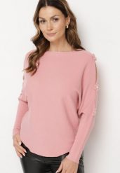 Ciemnoróżowy Sweter z Wiskozą i Wycięciami przy Rękawach Evancia. Czerwone swetry damskie Born2be, bez wzorów, z jeansu, biznesowe, bez kołnierzyka, bez ramiączek, bez kaptura. Za 84.99 zł.