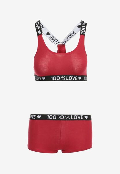 Bordowy Komplet Bielizny Sportowy Biustonosz Bokserki i Stringi Lutevia. Czerwone bokserki damskie Renee, s, z aplikacjami, z bawełny. Za 14.99 zł.