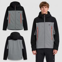 SOFTSHELL MĘSKI 4F KURTKA TREKKINGOWA MĘSKA CZARNA. Czarne kurtki męskie 4f, l, bez wzorów, z softshellu, bez kaptura. Za 399.99 zł.