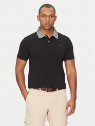 Guess Polo M5GP66 J1314 Czarny Regular Fit. Czarne koszulki polo męskie Guess, l, z aplikacjami, z bawełny, bez ramiączek. Za 119.99 zł.