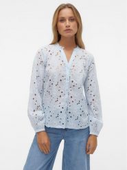 Vero Moda Koszula Ida 10303333 Błękitny Regular Fit. Niebieskie bluzki damskie Vero Moda, xs, bez wzorów, z bawełny, bez kołnierzyka, bez ramiączek. Za 239.99 zł.
