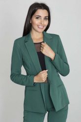 Żakiet Elegancki Taliowany na Jeden Guzik - Zielony. Zielone żakiety damskie Figl, l, bez wzorów, z materiału, eleganckie. Za 259.00 zł.