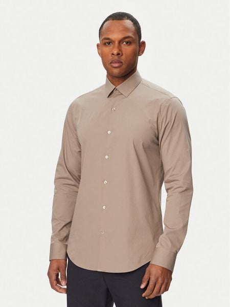 Calvin Klein Koszula Essentials LV019EU037 Beżowy Slim Fit. Brązowe koszule męskie Calvin Klein, m, bez wzorów, z bawełny, biznesowe, bez kołnierzyka, bez ramiączek. Za 329.99 zł.