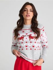 Sweter - wielobarwny. Swetry damskie Sinsay, l, bez wzorów, bez kołnierzyka, bez ramiączek, długie, bez kaptura. Za 49.99 zł.