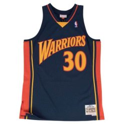 Koszulka NBA Golden State Warriors Stephen Curry. Niebieskie koszulki sportowe męskie Mitchell & Ness, m, bez wzorów, bez kołnierzyka, bez ramiączek, do koszykówki. Za 473.50 zł.