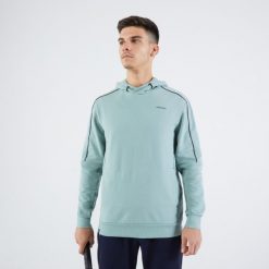 Bluza z kapturem do tenisa męska Artengo Soft. Zielone bluzy męskie ARTENGO, l, bez wzorów, z bawełny, z kapturem, tenisowe. Za 149.99 zł.