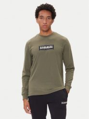 Napapijri Longsleeve S-Box Logo NP0A4I3M Khaki Regular Fit. Brązowe bluzki z długim rękawem męskie Napapijri, m, bez wzorów, z bawełny, bez kołnierzyka. Za 189.99 zł.
